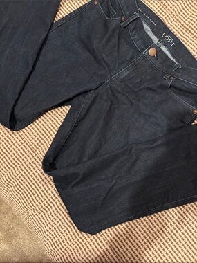 LOFT Black Ankle Crop Straight Jeans